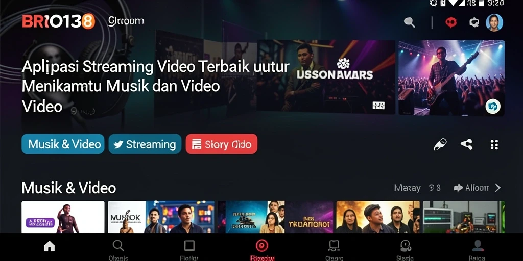 Tampilan antarmuka aplikasi BRO138 dengan fungsi Streaming Video yang menarik.