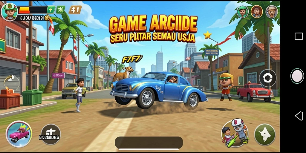 Tampilan antarmuka F7F7 yang berwarna-warni dan dinamis.