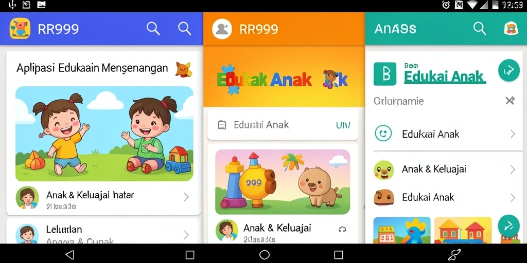 Antarmuka RR999 yang ceria dan interaktif untuk belajar anak.